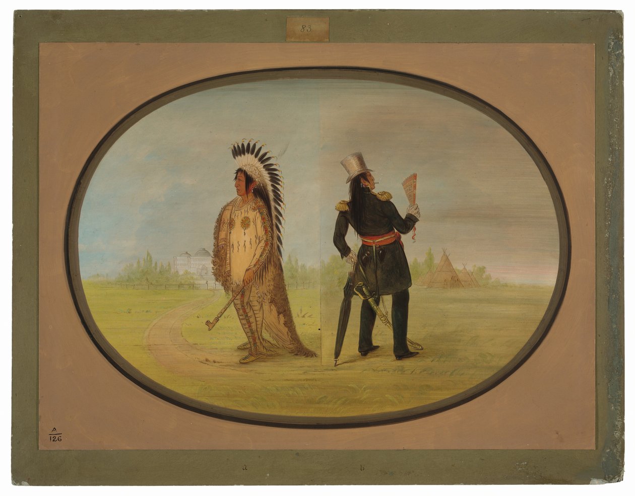 Il capo Assinneboine prima e dopo la civiltà da George Catlin