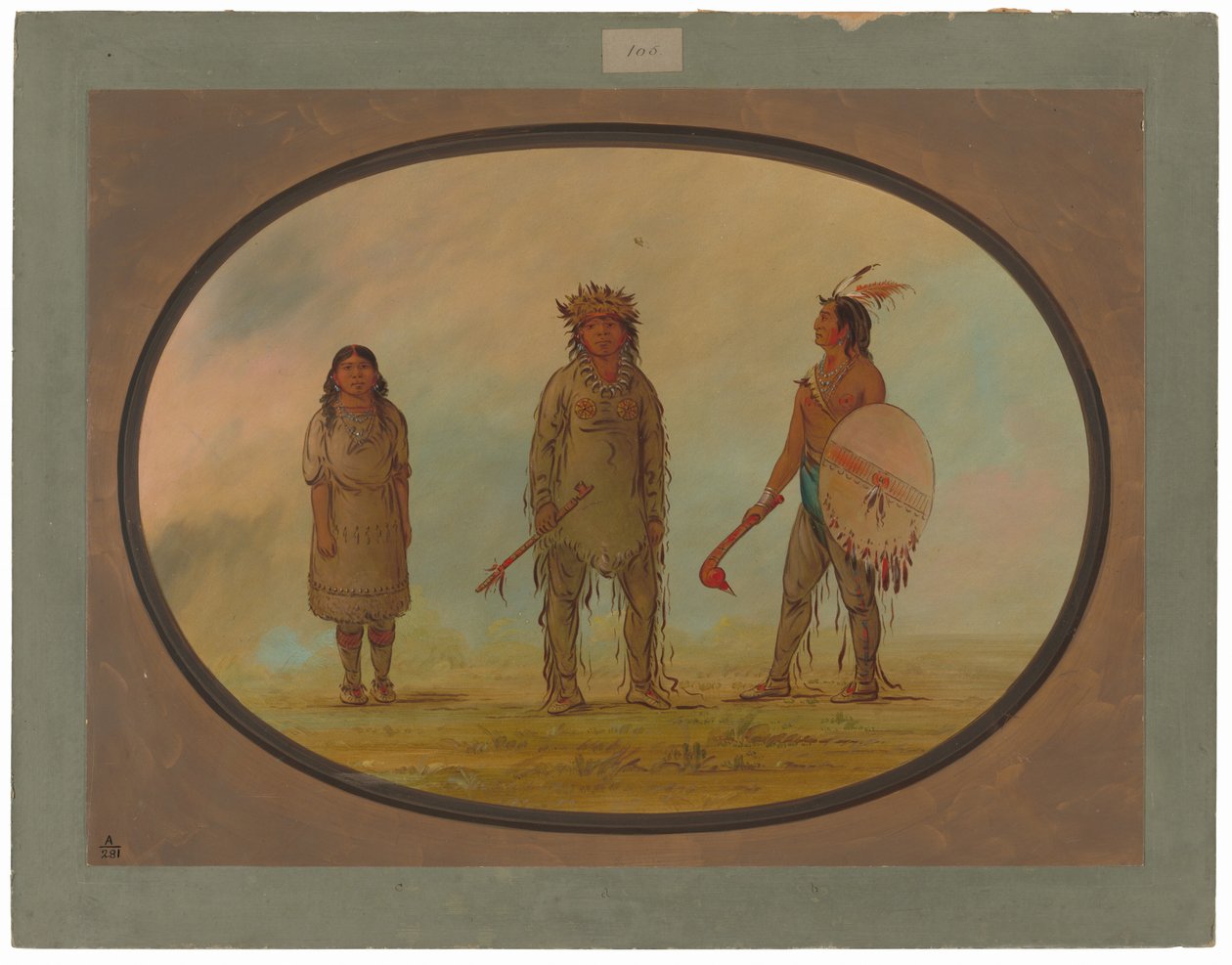 Capo Athapasca, sua moglie e un guerriero da George Catlin