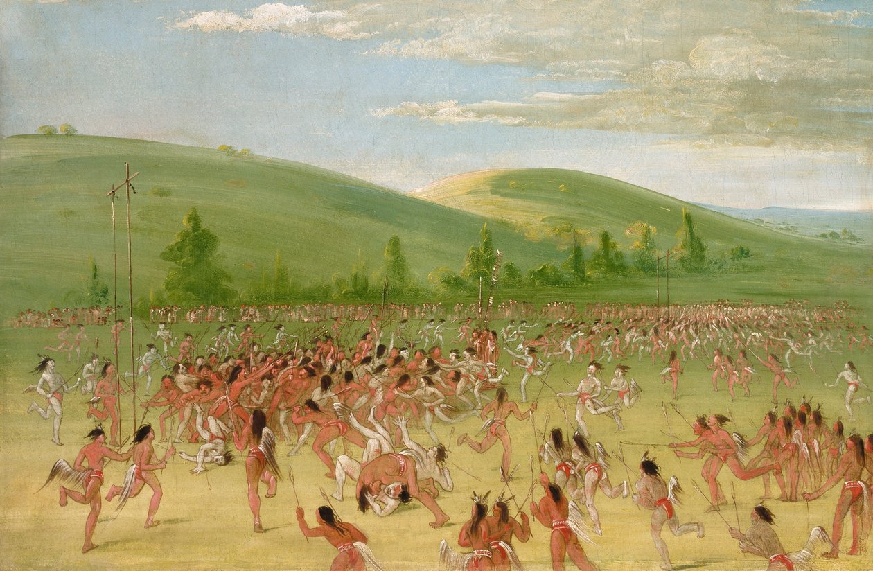 Gioco della palla dei Choctaw - palla in alto da George Catlin