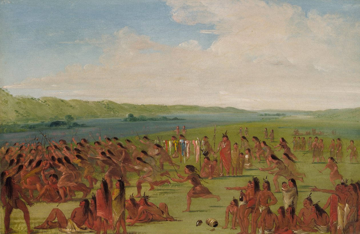 Gioco della palla delle donne, Prairie du Chien, 1835-1836 da George Catlin