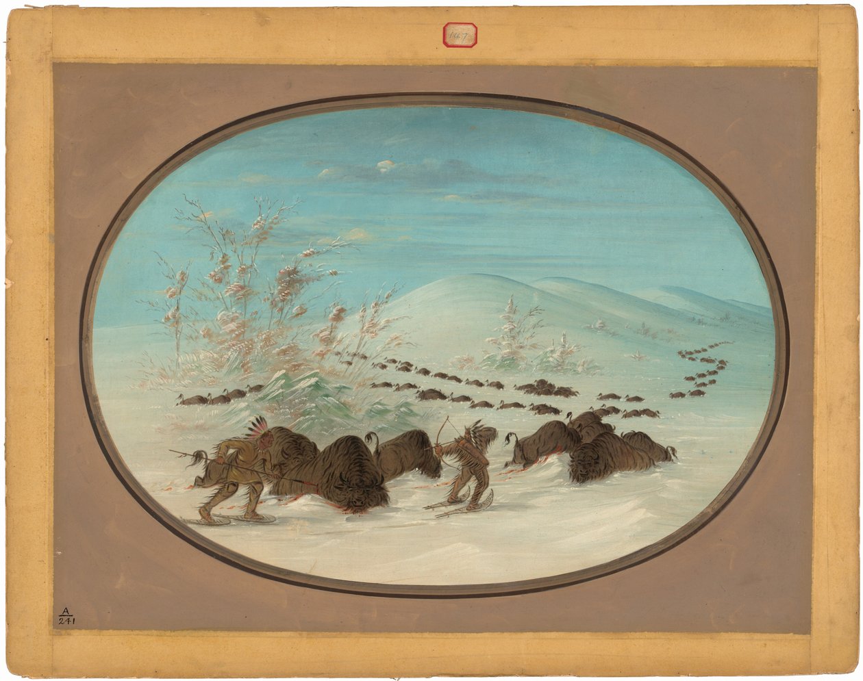 Caccia al Bisonte nella Neve - Ojibbeway da George Catlin