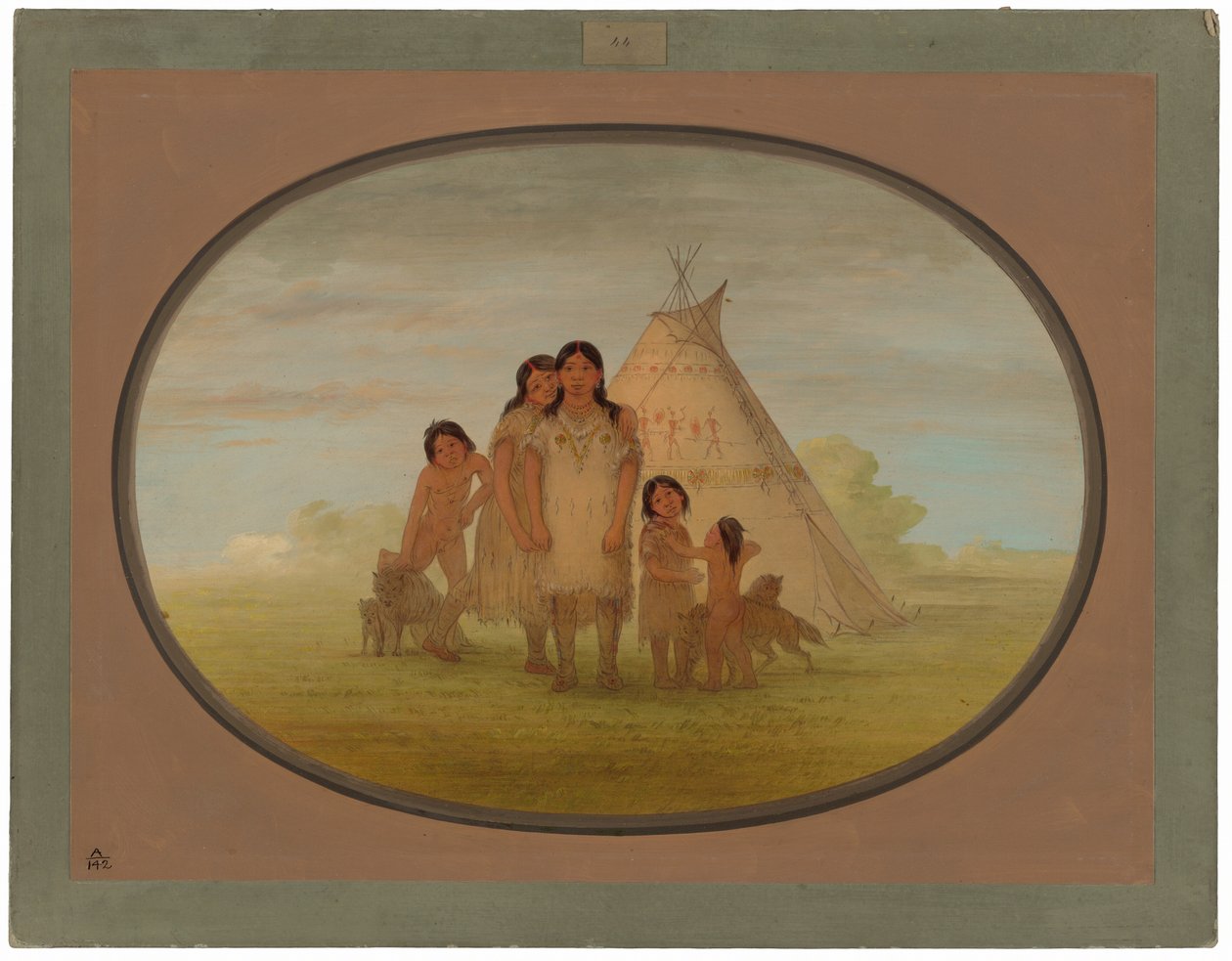 Figli del capo Comanche e wigwam da George Catlin