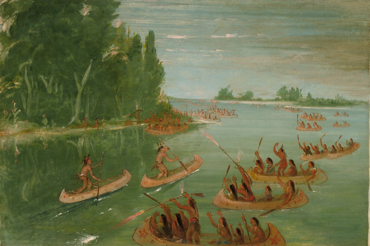 Gara di canoa vicino a Sault Ste. Marie da George Catlin