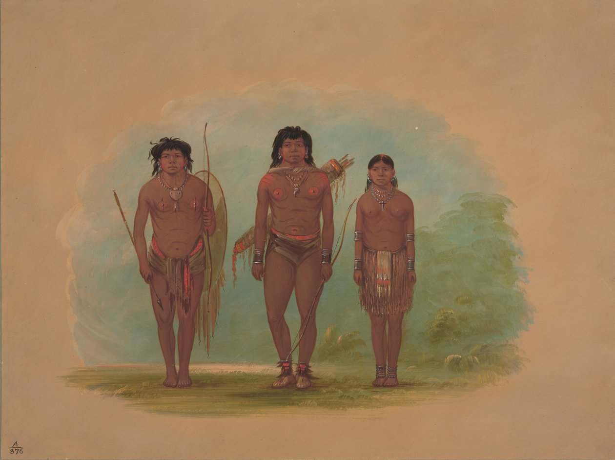 Capo Chaco, sua moglie e un guerriero da George Catlin