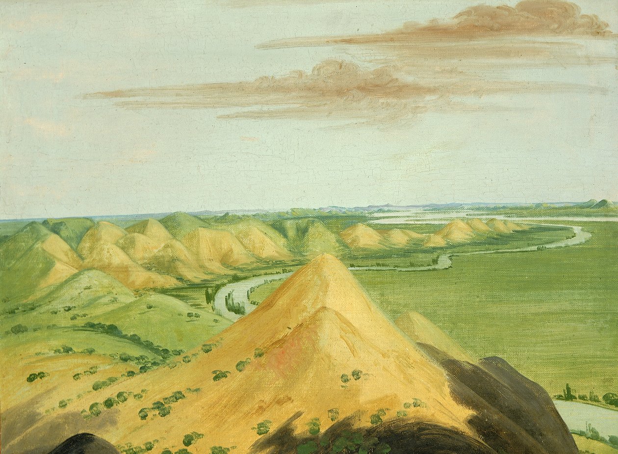 Scogliere di argilla, venti miglia sopra i Mandan da George Catlin