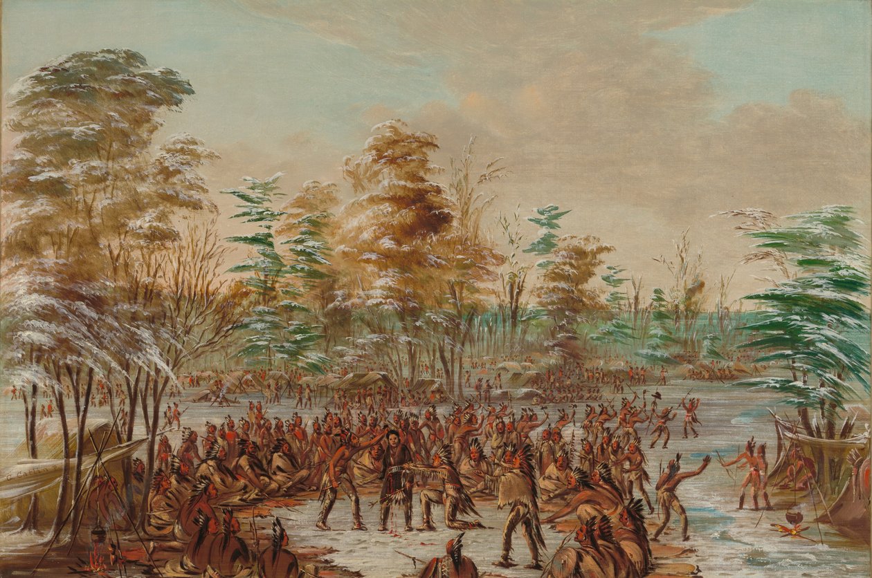 De Tonty che chiede la pace nel villaggio degli Irochesi. 2 gennaio 1680, 1847-1848 da George Catlin