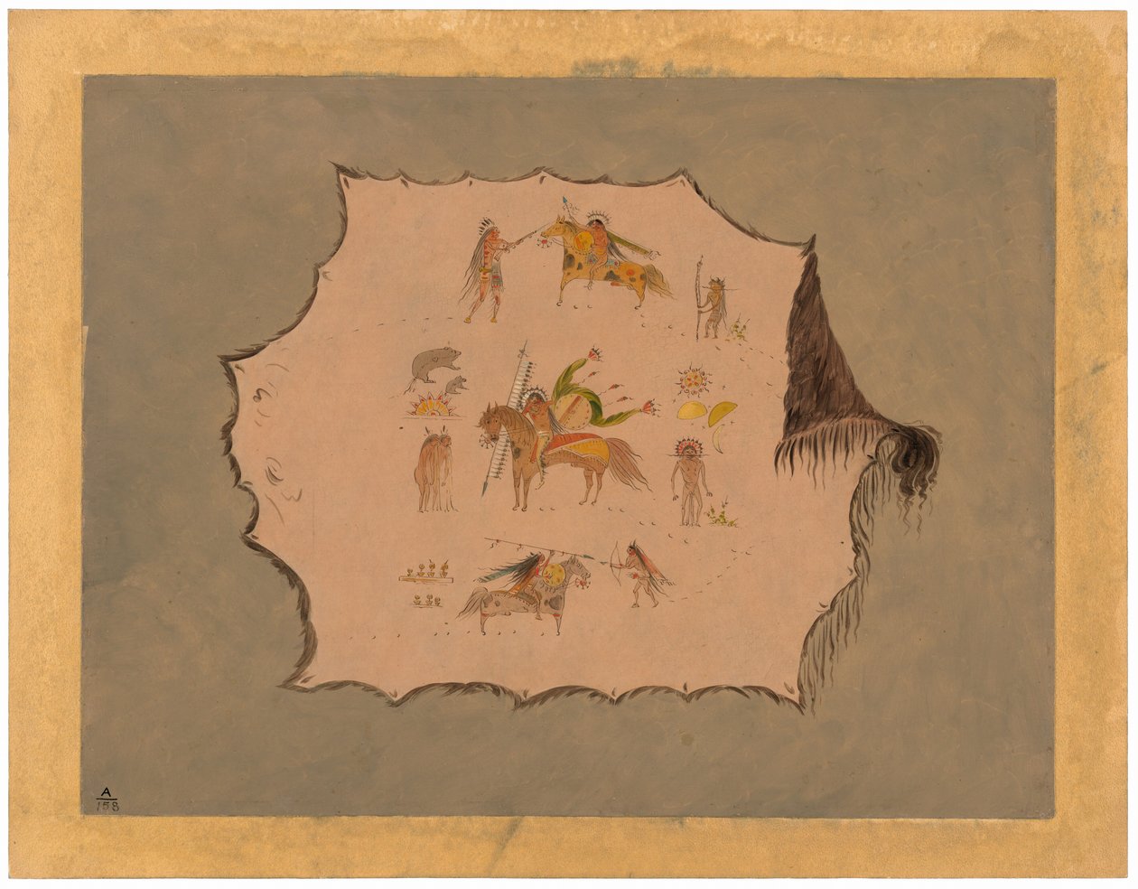 Facsimile di un mantello di dottore Pawnee con disegni professionali fantastici da George Catlin