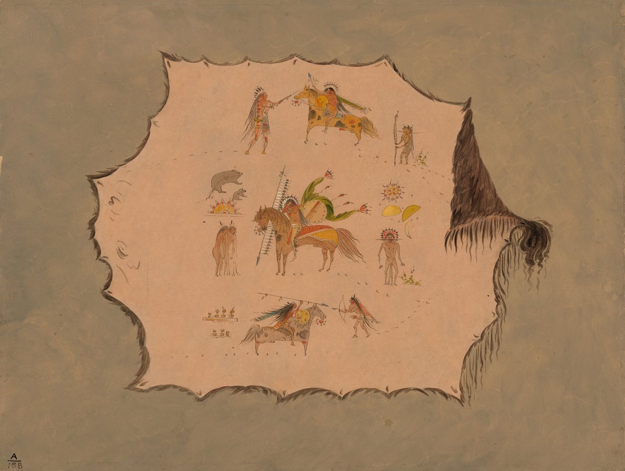 Facsimile di un mantello di un dottore Pawnee con disegni professionali fantastici, 1861-1869 da George Catlin