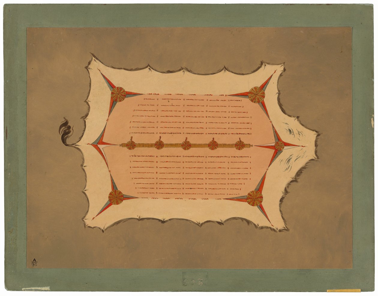 Facsimile di un Mantello Sioux con Piume di Porcospino da George Catlin