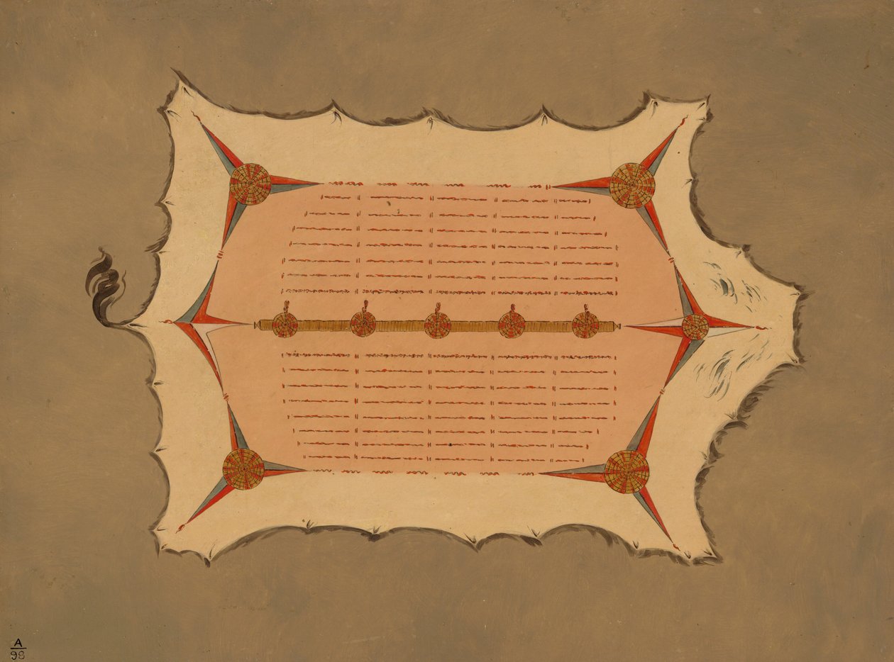 Facsimile di un mantello Sioux con aculei di porcospino, 1861-1869 da George Catlin