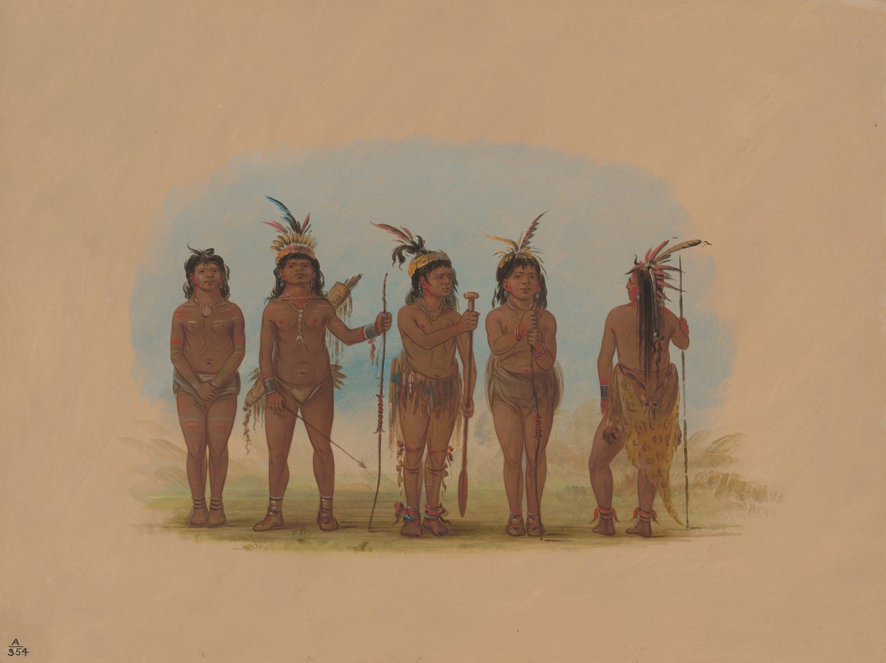 Cinque indiani Caribbe, 1854-1869 da George Catlin