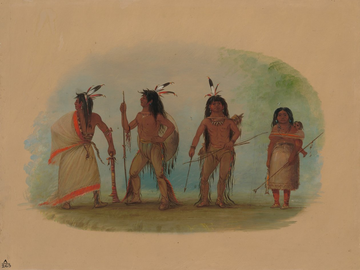 Quattro indiani Apachee, 1855-1869 da George Catlin