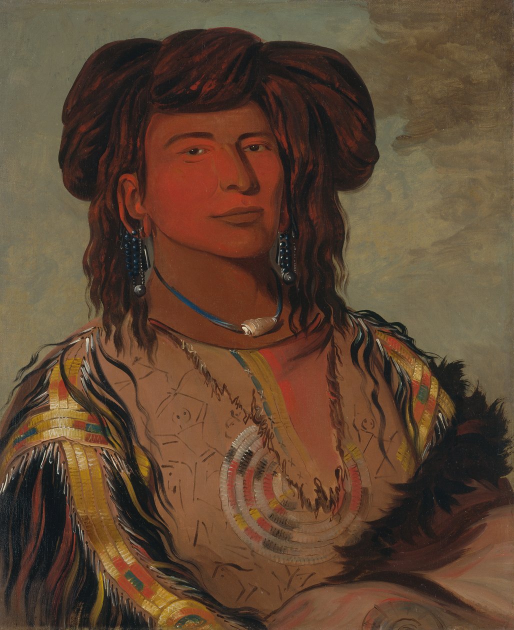 Ha-wón-je-tah, Un Corno, Capo della Tribù Miniconjou, 1832 da George Catlin