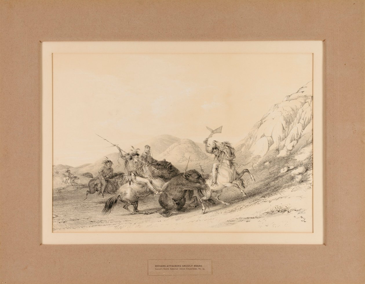 Indiani che attaccano gli orsi Grizzly - n. 19 da George Catlin