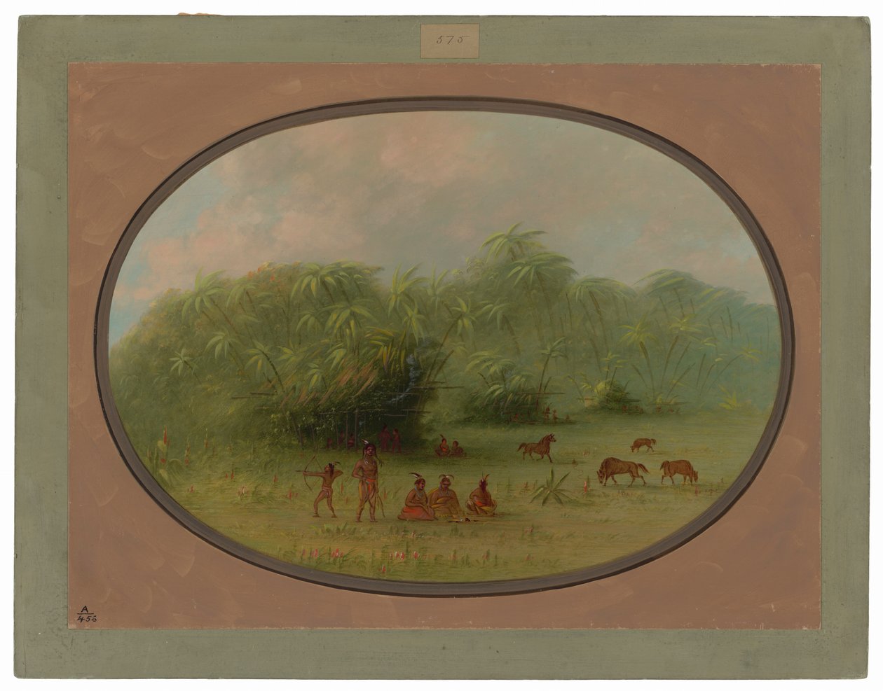 Indiani e cavalli nella foresta da George Catlin