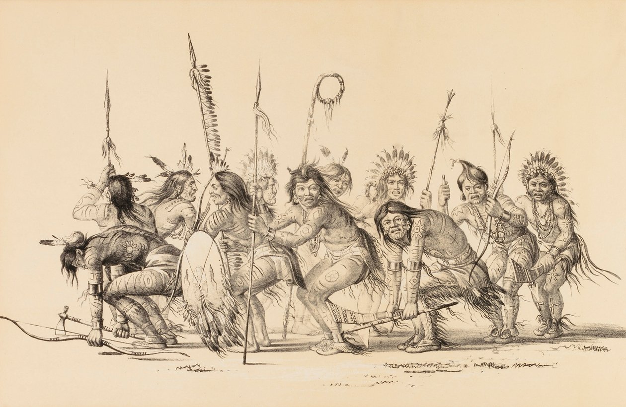 Indiani in cerchio che ballano--no. 30 da George Catlin