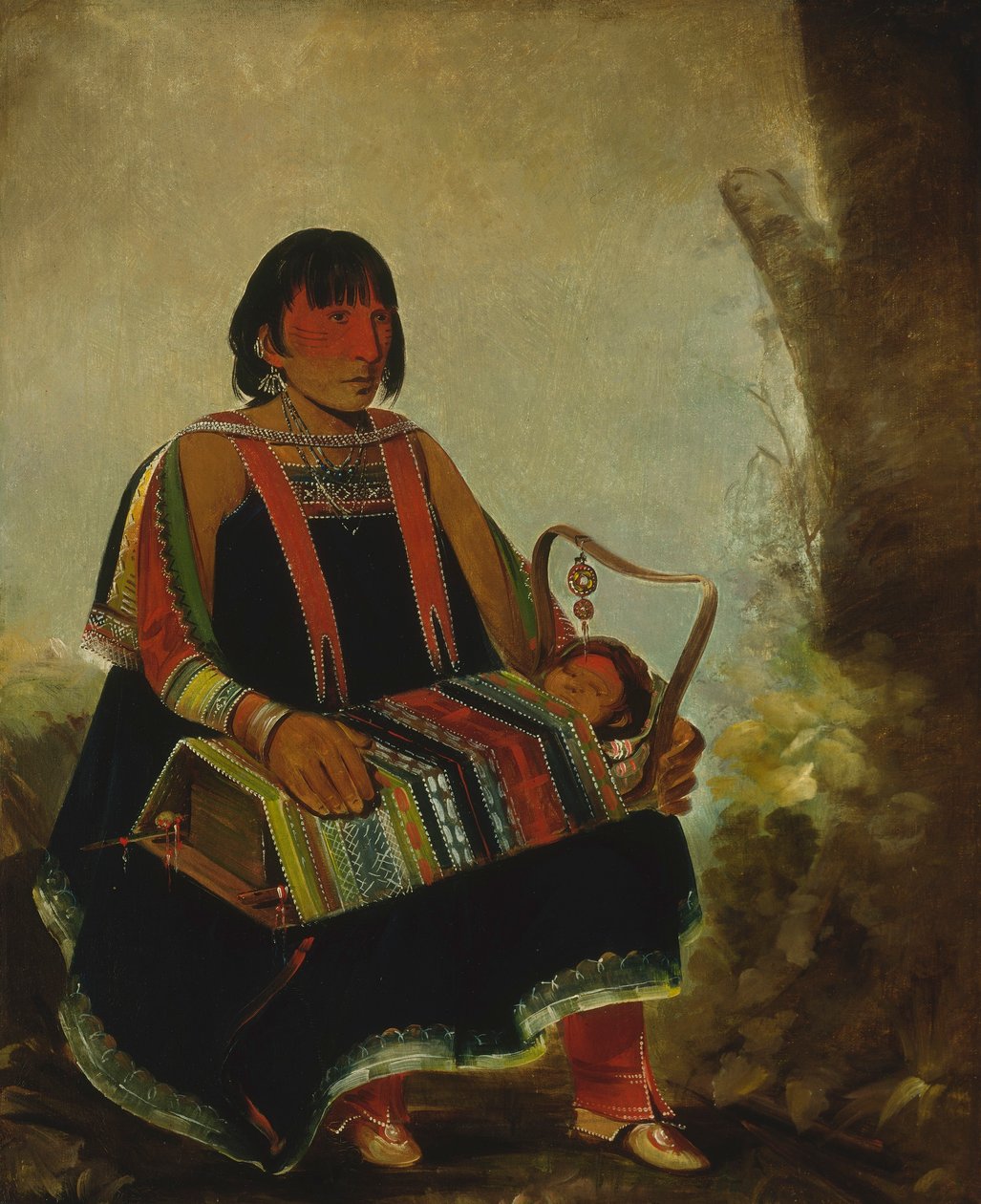Jú-ah-kís-gaw, donna con il suo bambino nella culla da George Catlin