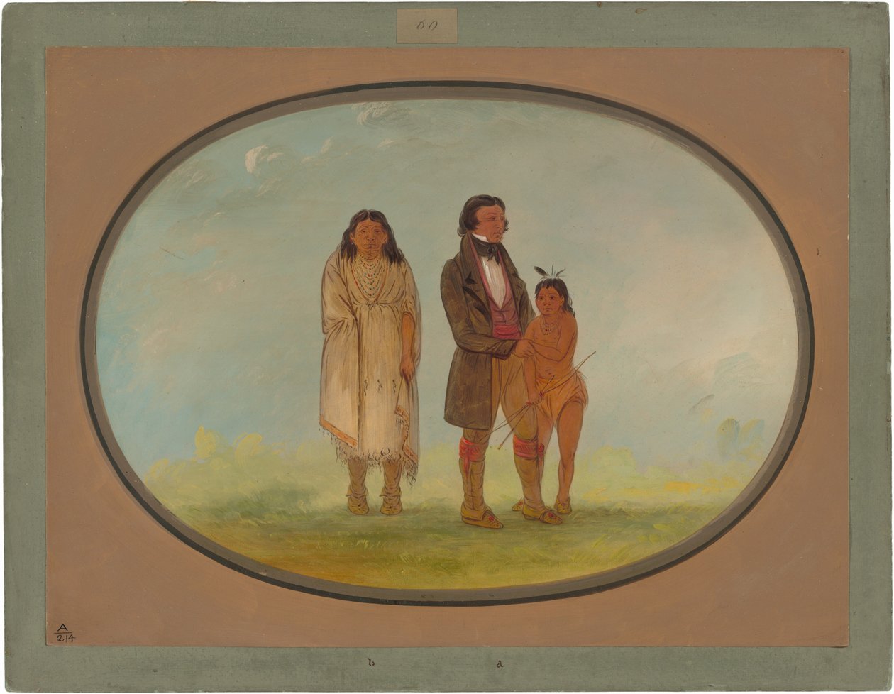 Capo Kaskaskia, sua madre e suo figlio da George Catlin
