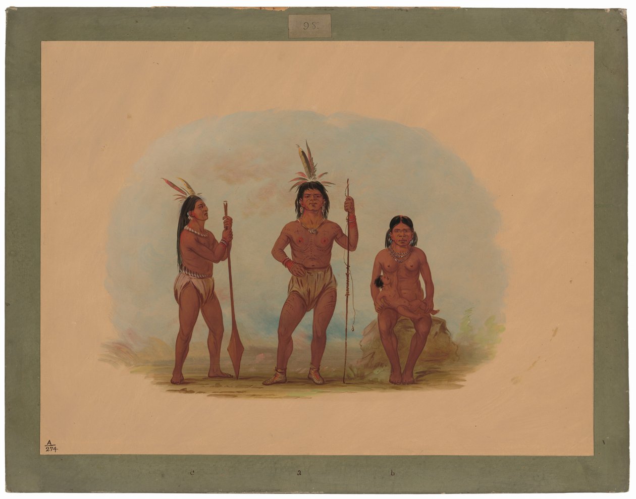 Capo Klahoquaht, sua moglie e figlio da George Catlin