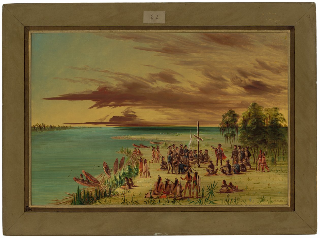 La Salle rivendica la Louisiana per la Francia. 9 aprile 1682 da George Catlin