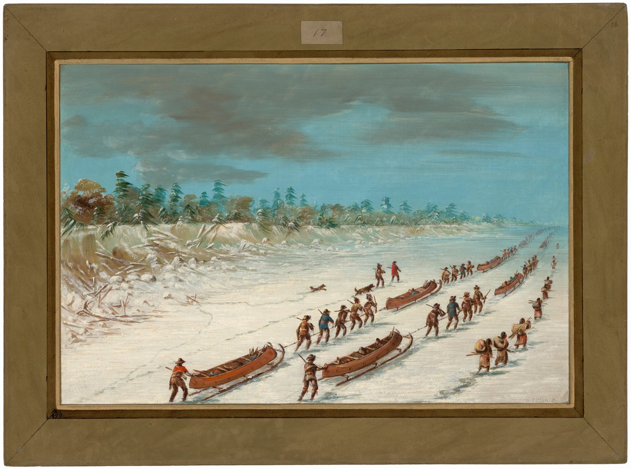 La Salle attraversa il Lago Michigan sul ghiaccio. 8 dicembre 1681 da George Catlin