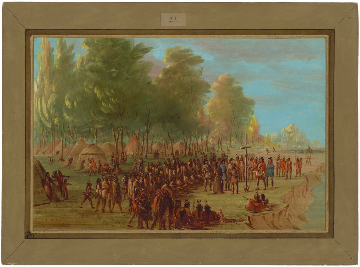 La Salle erige una croce e prende possesso della terra. 25 marzo 1682 da George Catlin
