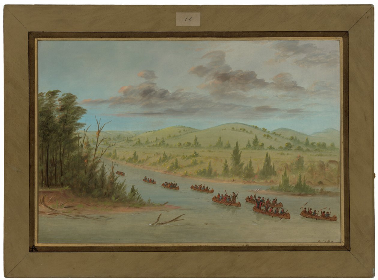 La spedizione di La Salle entra nel Mississippi in canoa. 6 febbraio 1682 da George Catlin