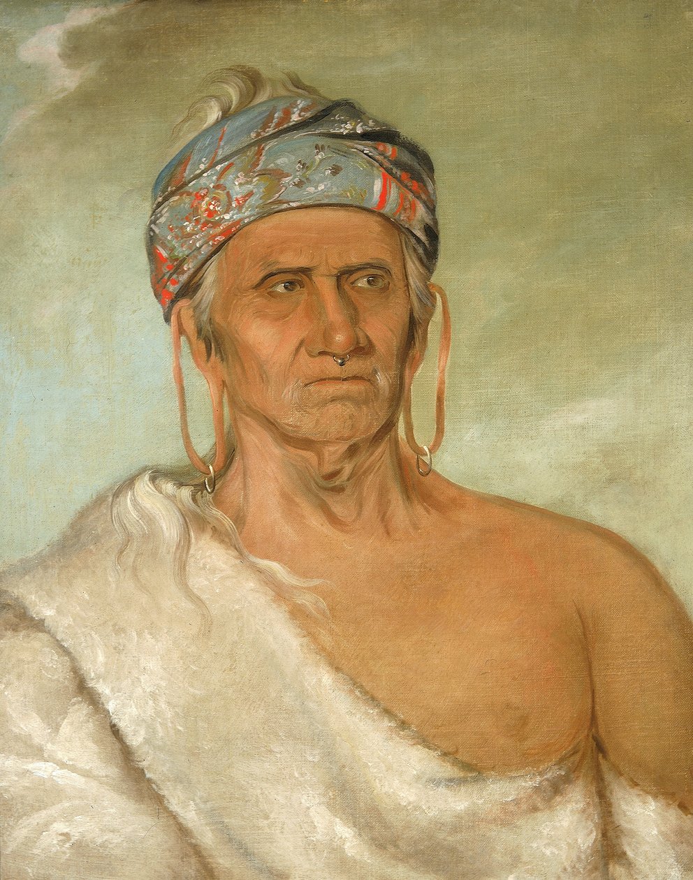 Lay-láw-she-kaw, risale il fiume, un capo anziano da George Catlin