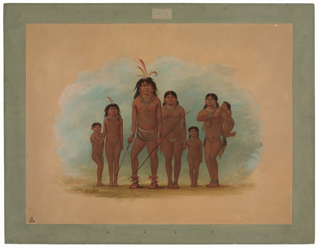 Capo Lengua, le sue due mogli e quattro figli da George Catlin