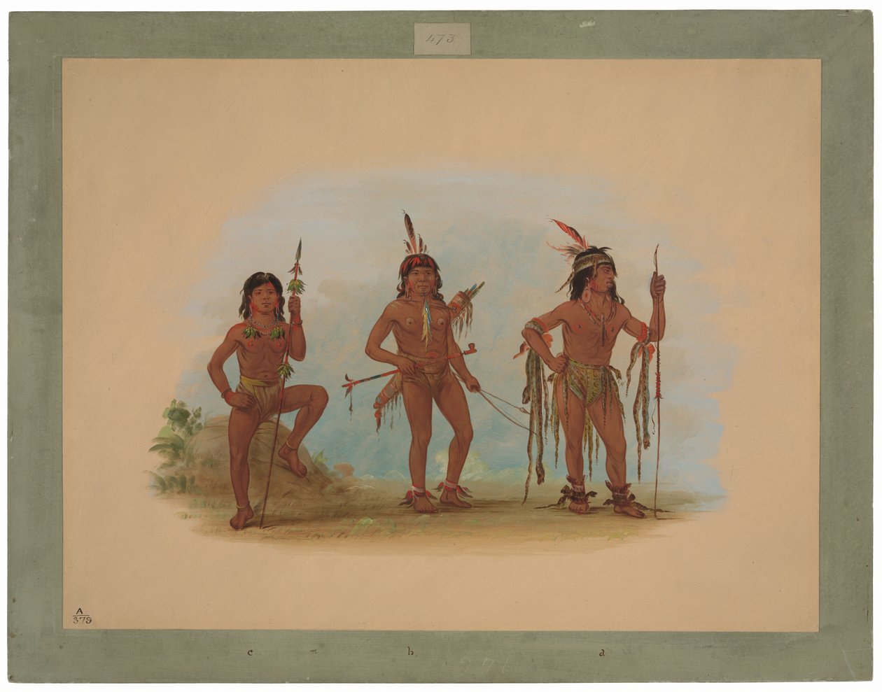 Uomo di medicina Lengua con due guerrieri da George Catlin