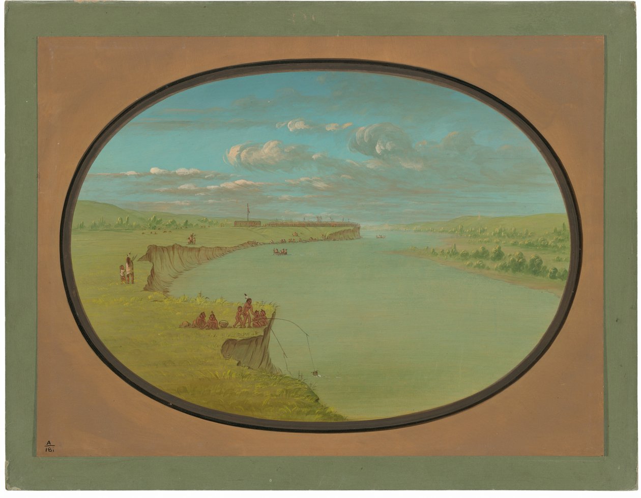 Villaggio Mandan - Una vista distante da George Catlin