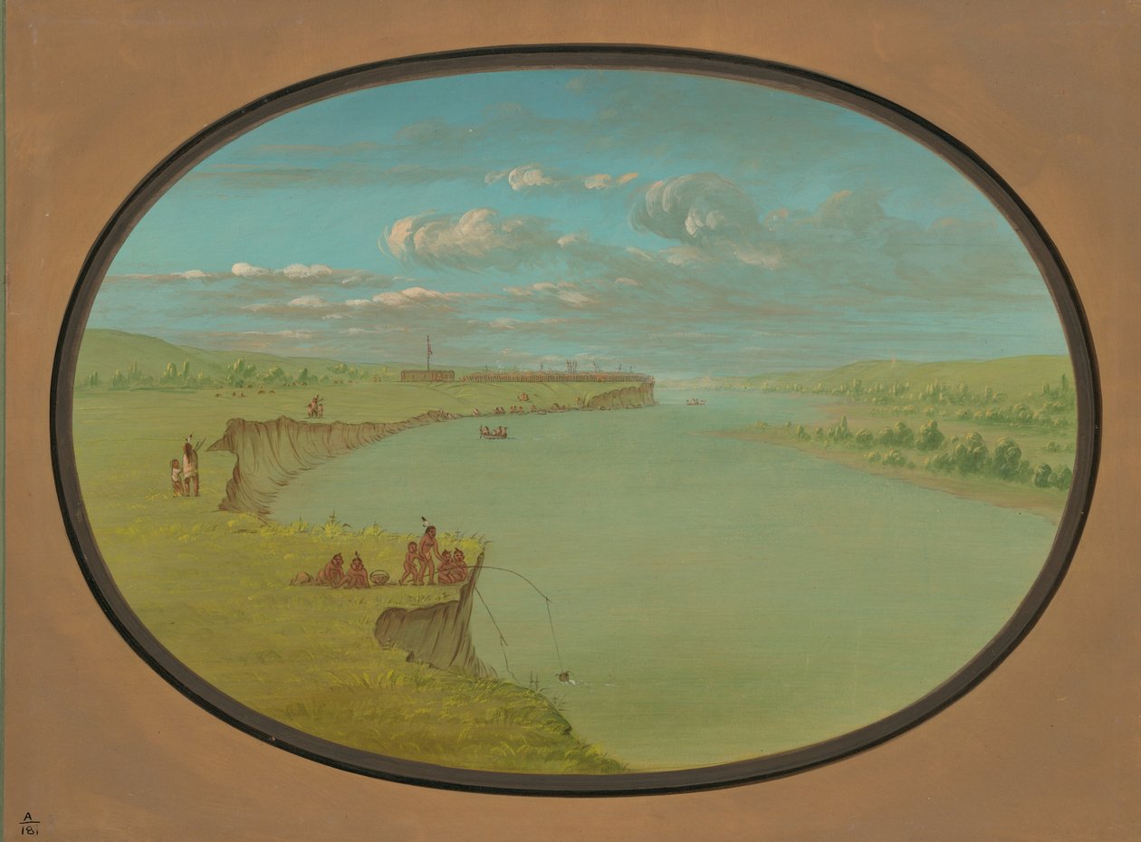 Villaggio Mandan - Una vista distante da George Catlin