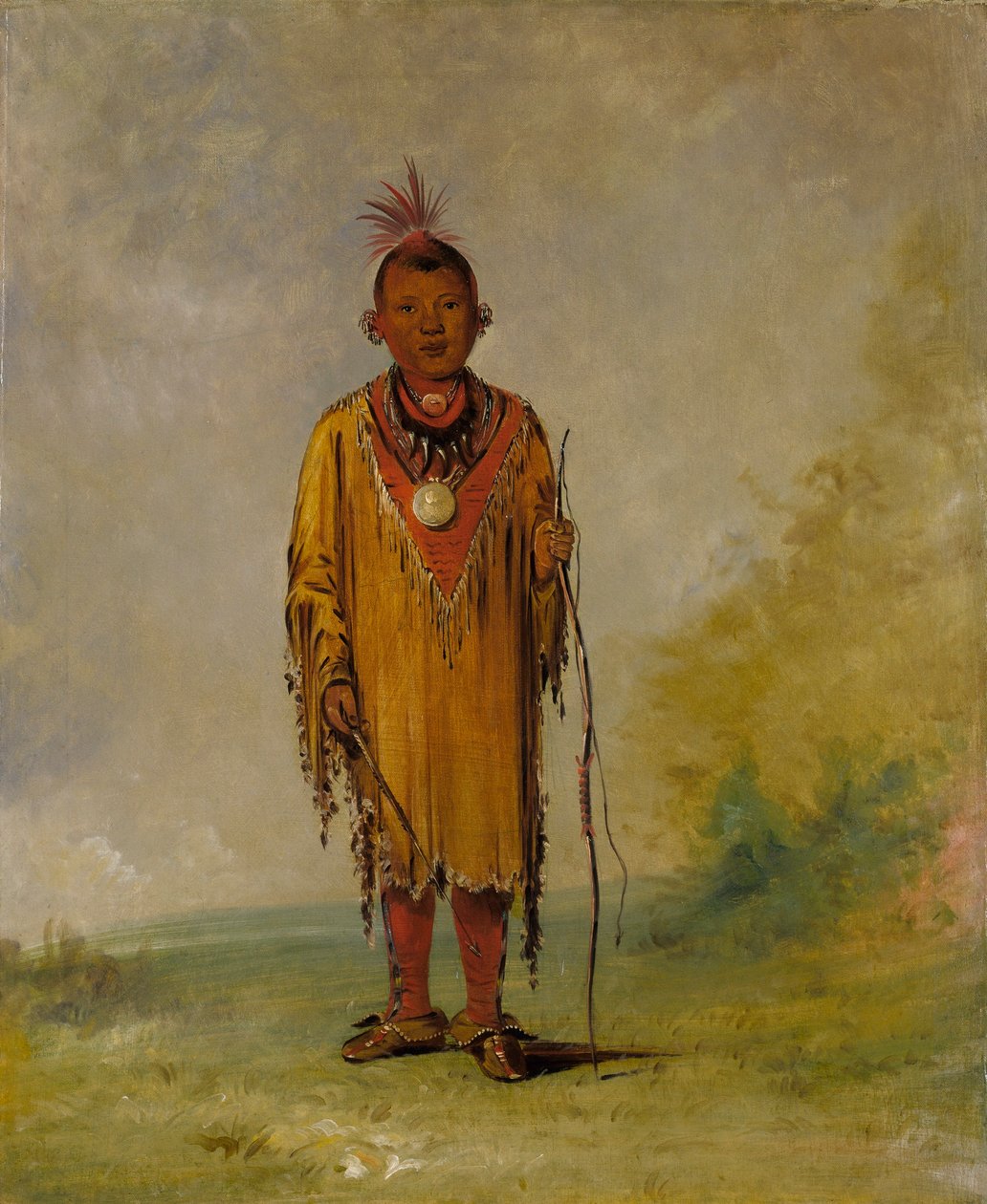 Me-sóu-wahk, Capelli di cervo, Figlio prediletto di Kee-o-kúk da George Catlin