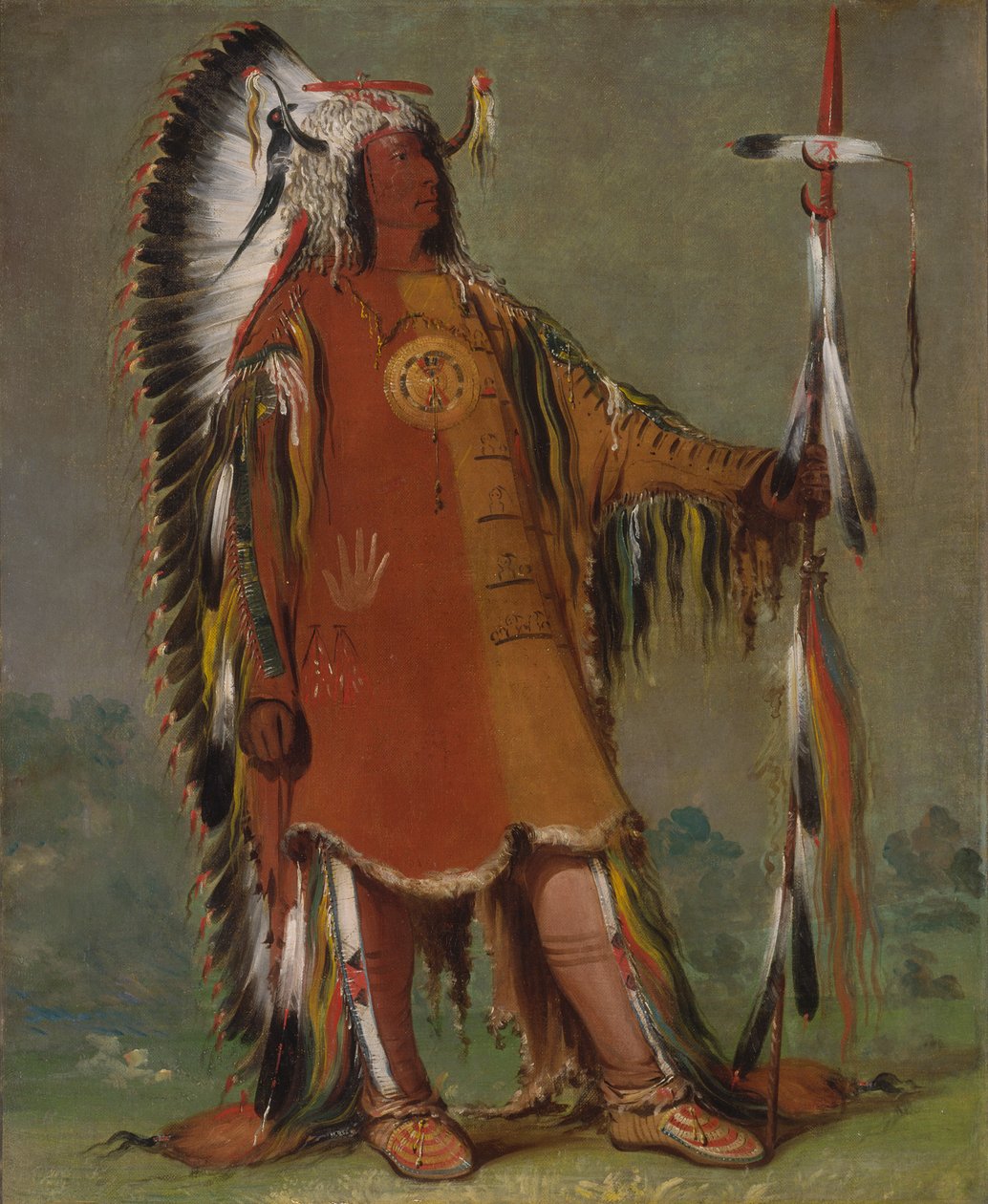 Máh-to-tóh-pa, Quattro Orsi, Secondo Capo, in Abito Completo, 1832 da George Catlin