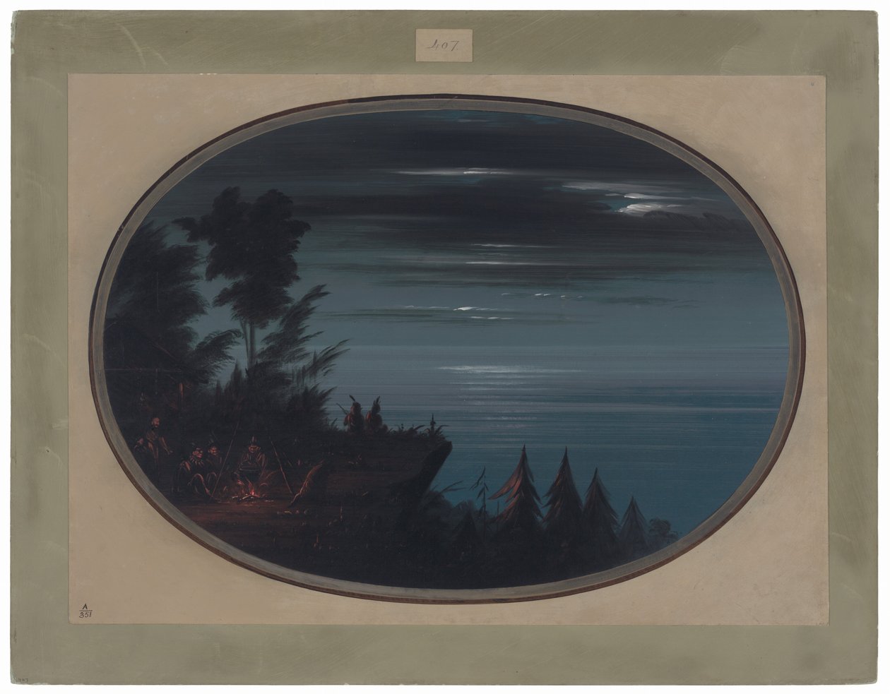 Villaggio di Nayas di notte da George Catlin