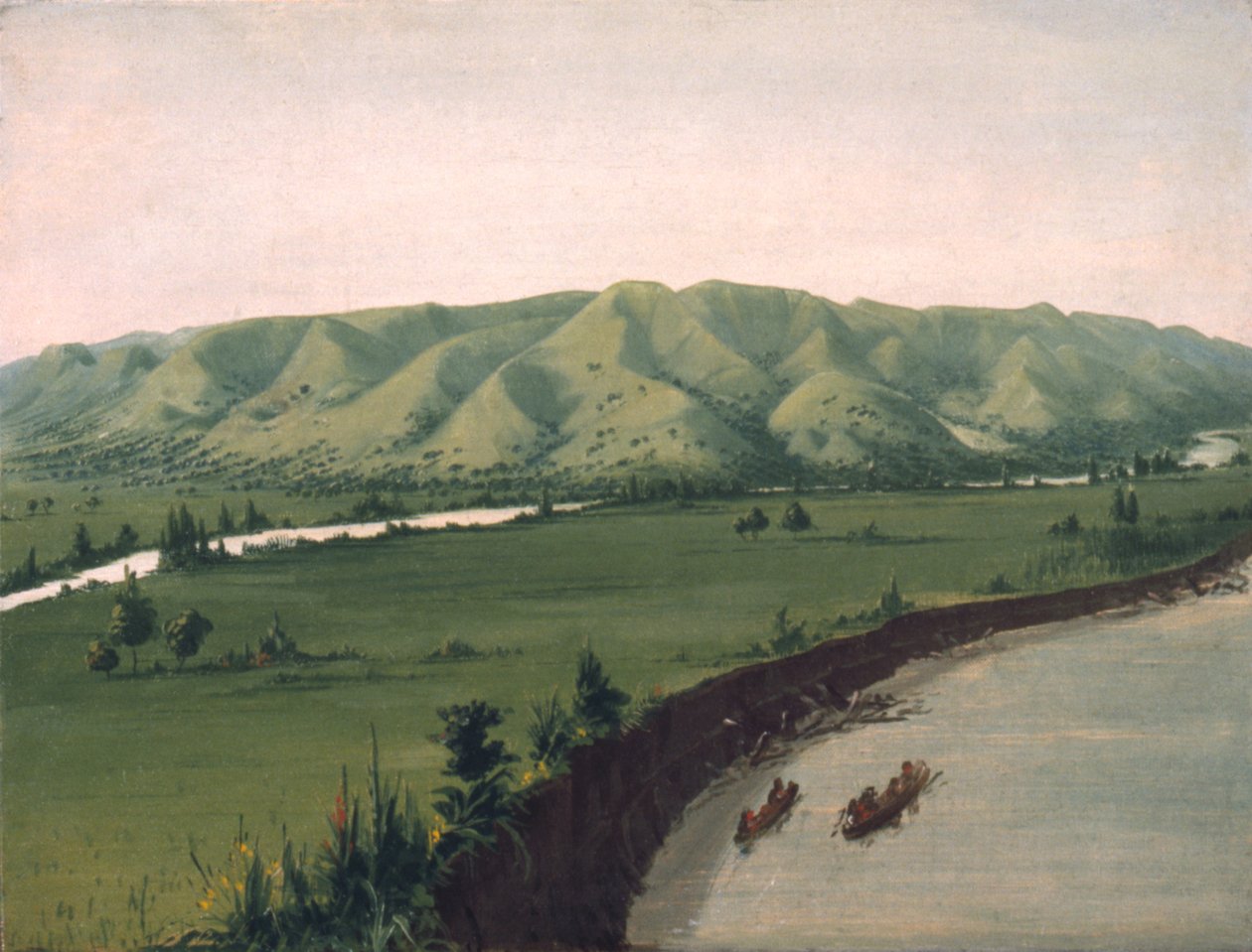 Nishnabottana Bluffs, 1070 miglia sopra St. Louis, 1832 da George Catlin