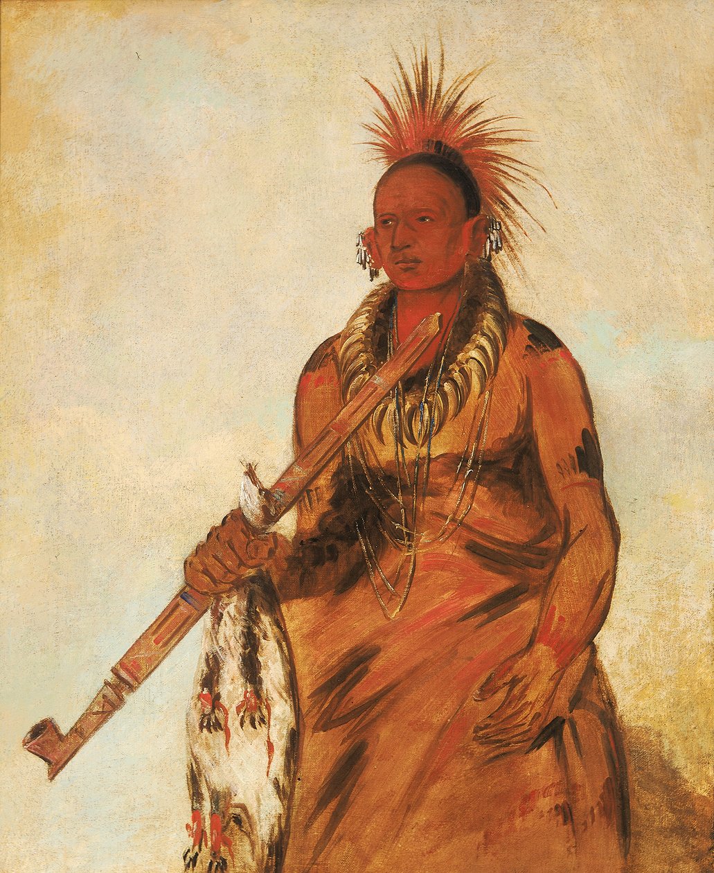 No-o-mún-nee, Cammina nella pioggia, un guerriero, 1832 da George Catlin