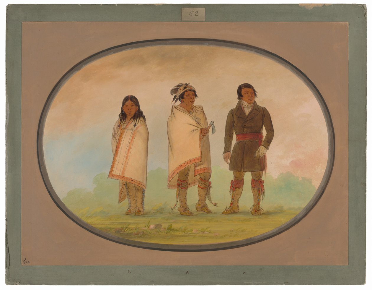 Capo Oneida, sua sorella e un missionario da George Catlin