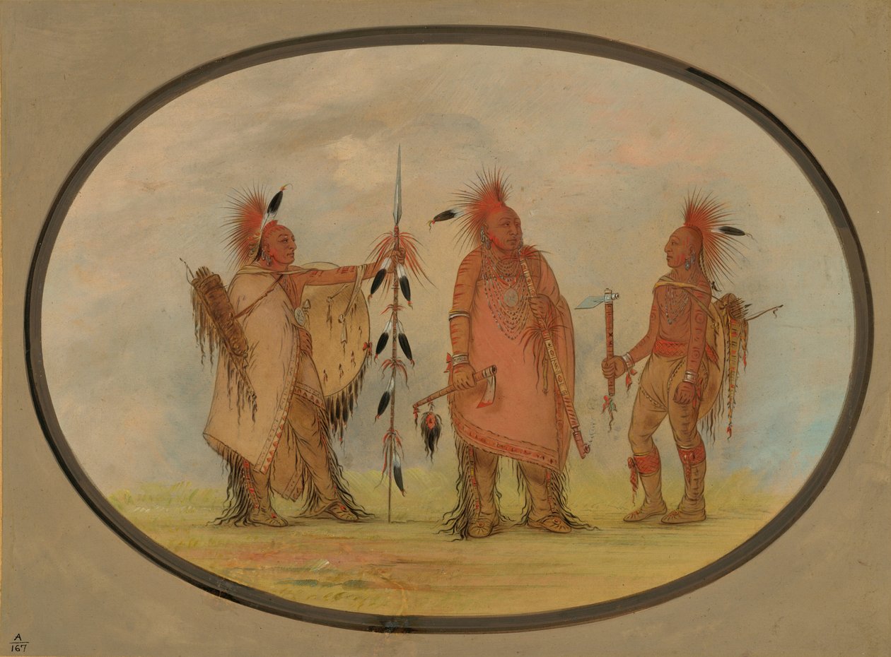 Capo Osage con due guerrieri da George Catlin