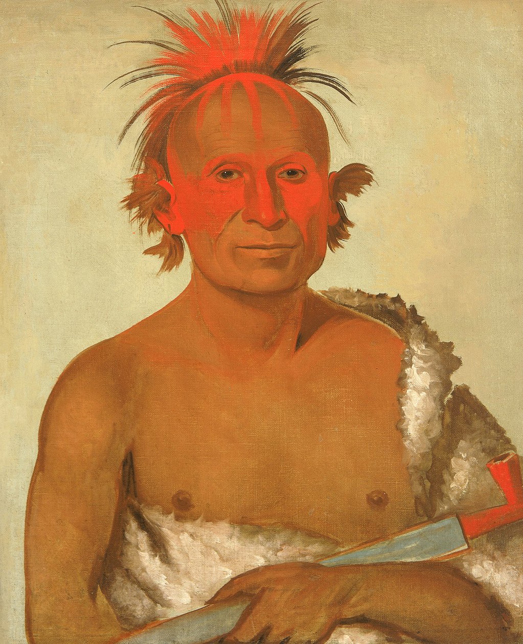 Pash-ee-pa-hó, Piccolo Capo Pugnalatore, il Giovane, uno dei Coraggiosi di Black Hawk, 1832 da George Catlin