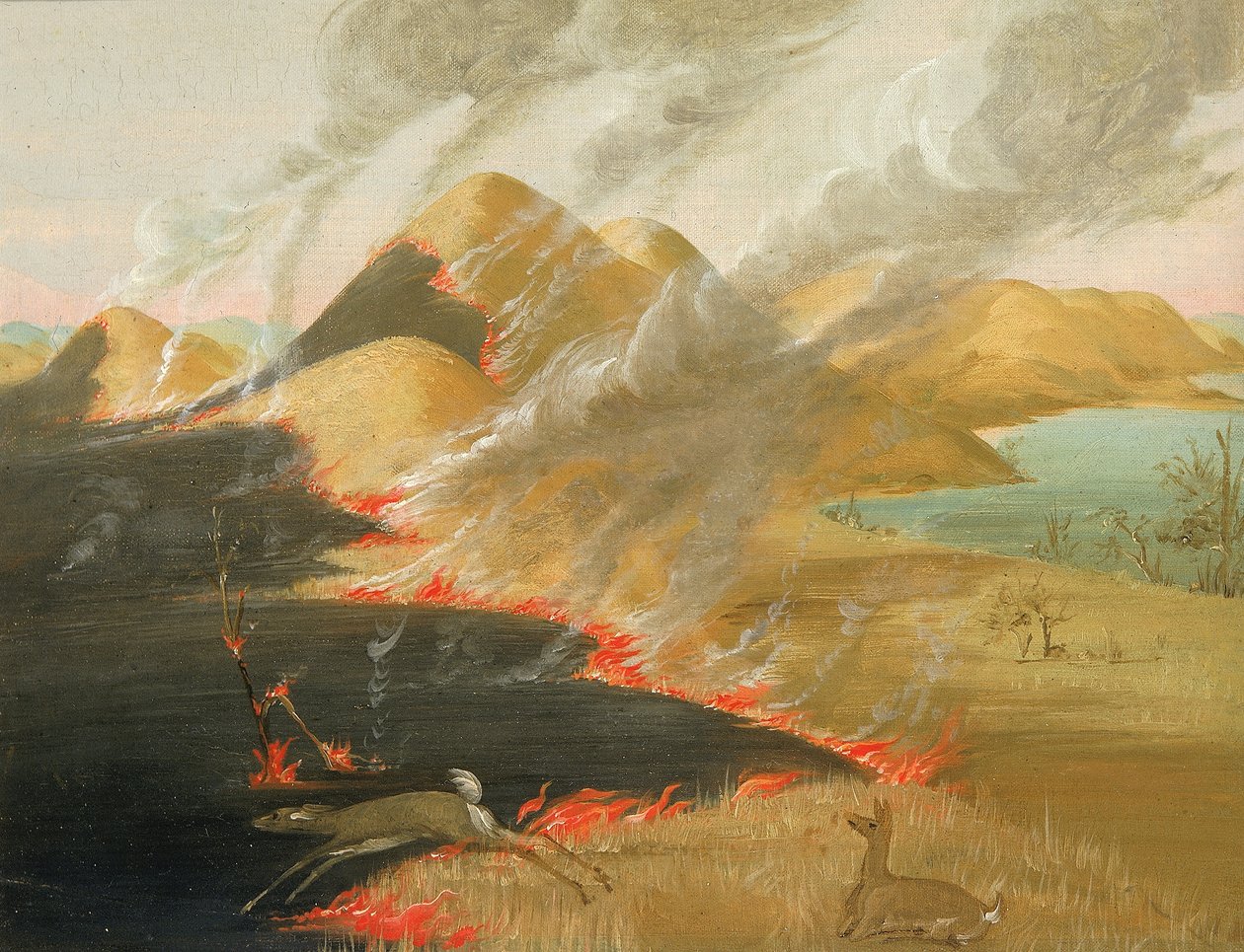 Bruciatura delle scogliere della prateria da George Catlin