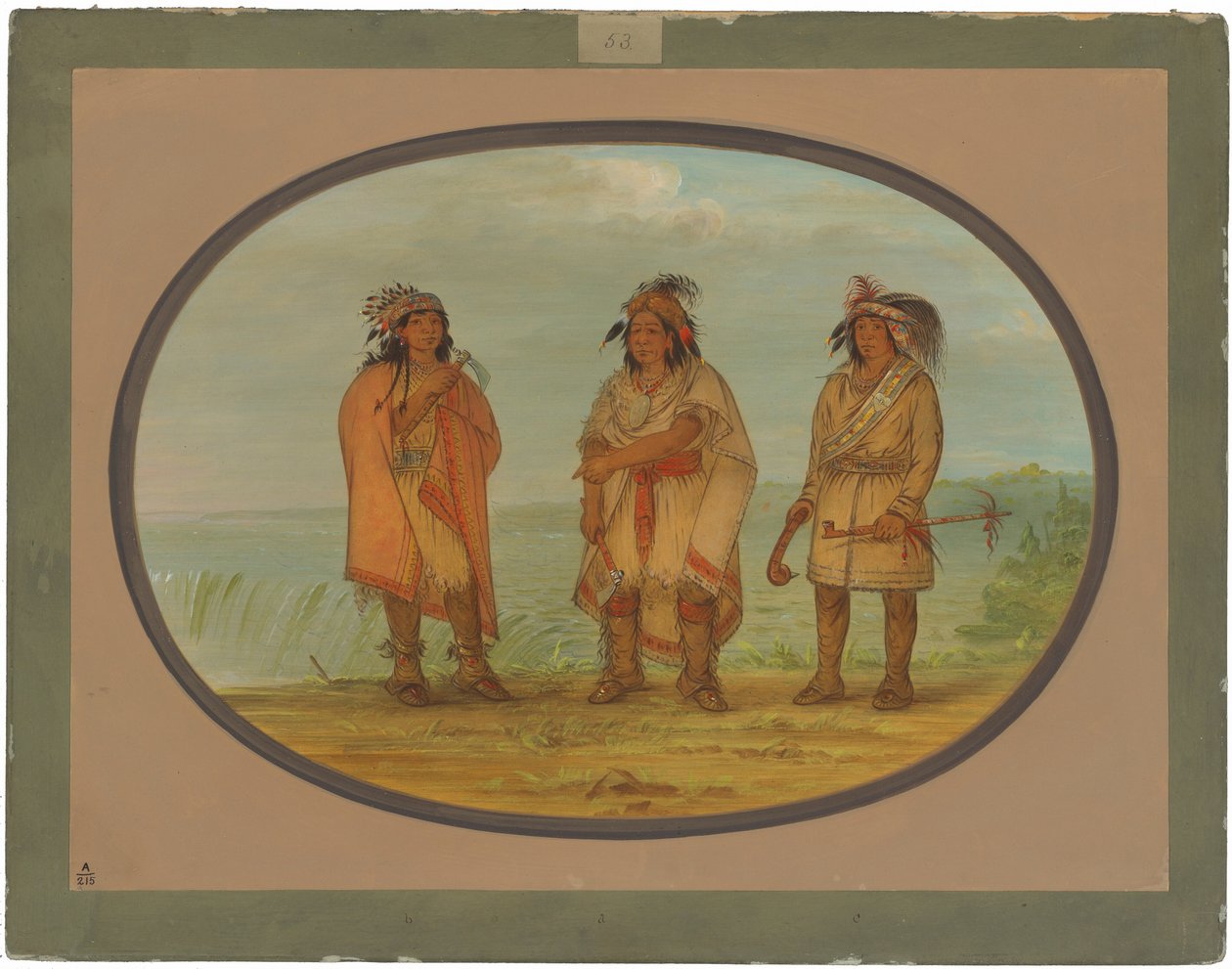 Capo seneca, Giacca Rossa, con due guerrieri da George Catlin