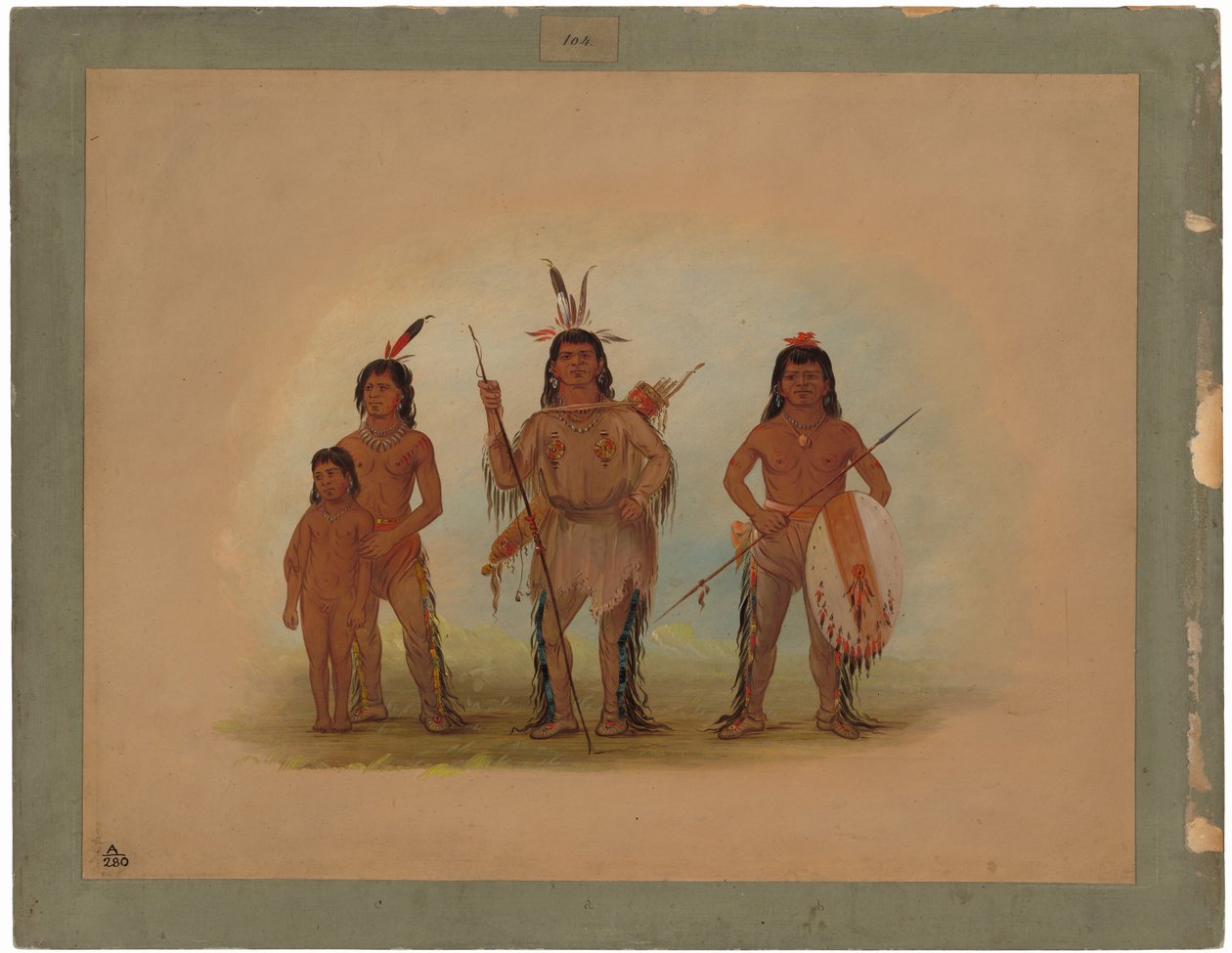 Capo Spokan, due guerrieri e un ragazzo da George Catlin