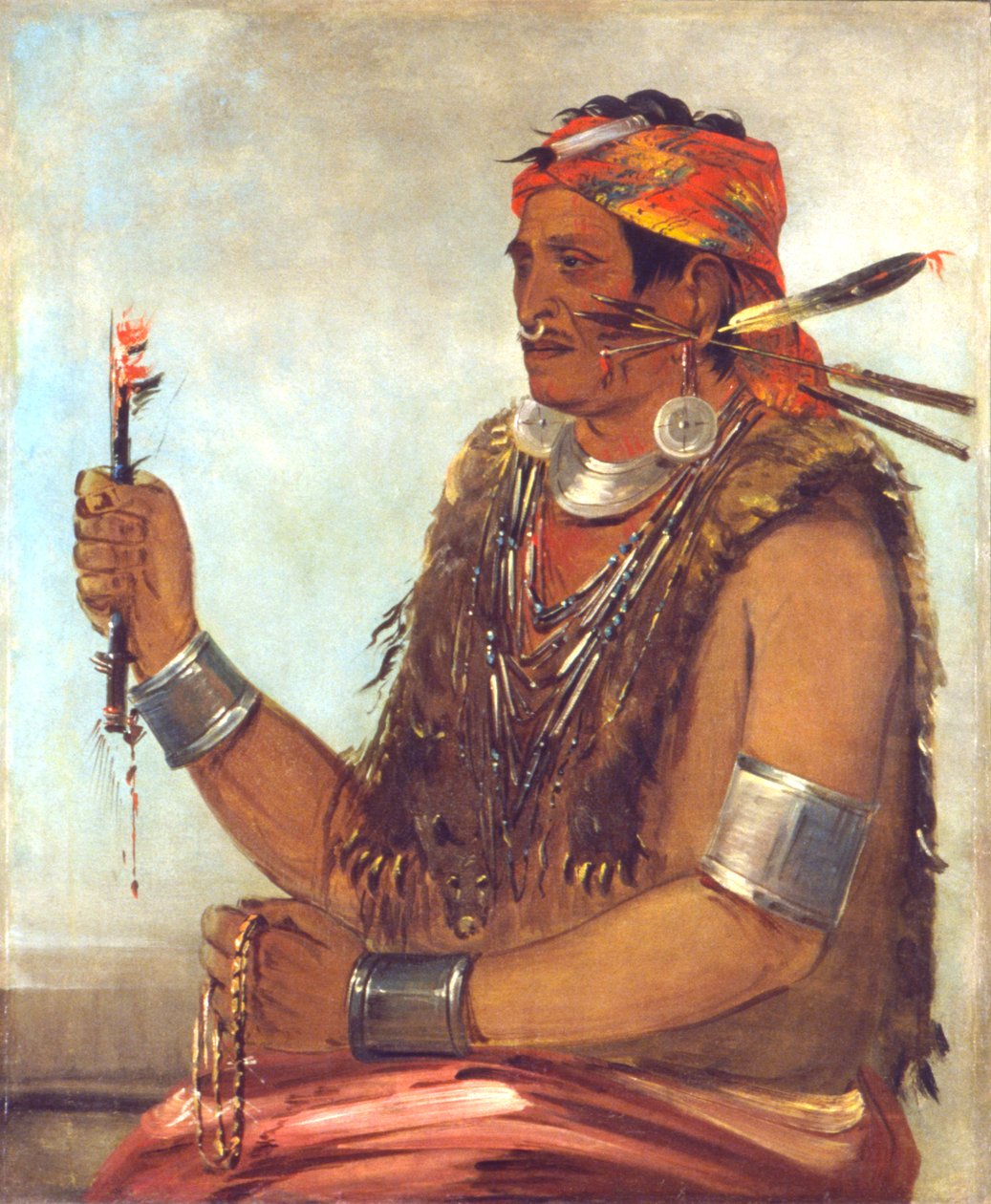 Ten-sqúat-a-way, la Porta Aperta, conosciuto come il Profeta, fratello di Tecumseh da George Catlin