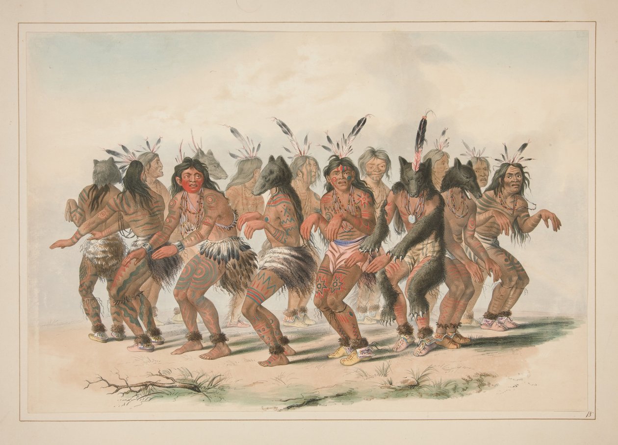 La danza dell’orso, tavola 18 della serie “North American Indian Portfolio” da George Catlin