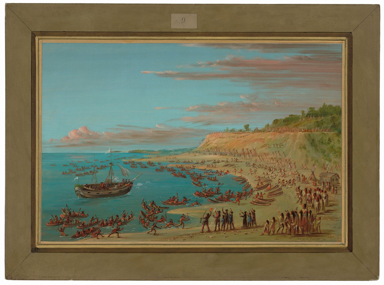 La “Griffin” entra nel porto di Mackinaw. 27 agosto 1679 da George Catlin