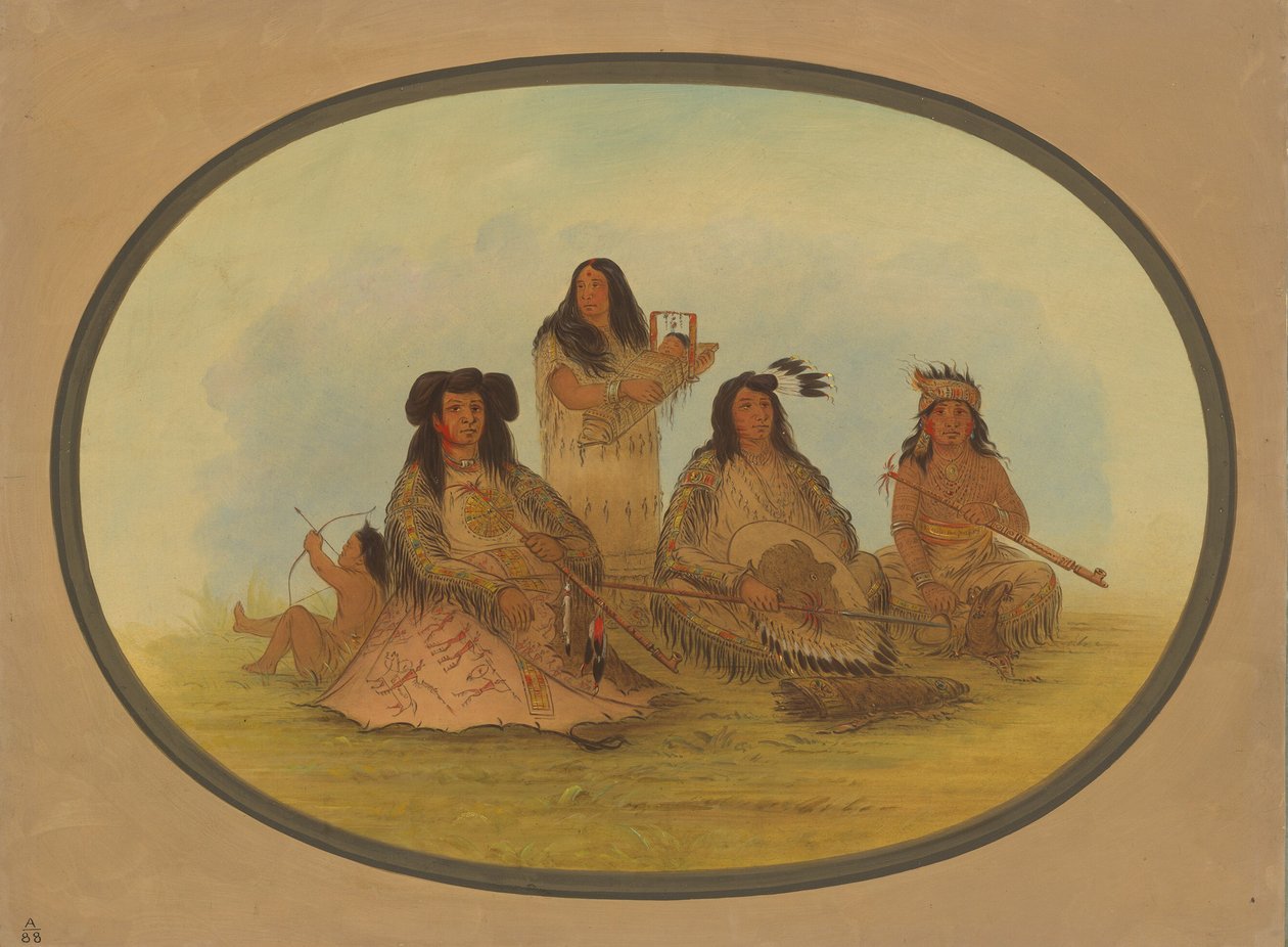 Il capo Sioux con diversi indiani da George Catlin