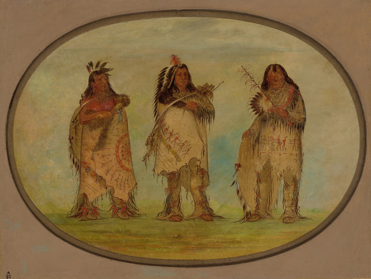Tre Guerrieri Distinti della Tribù Sioux, 1861 da George Catlin