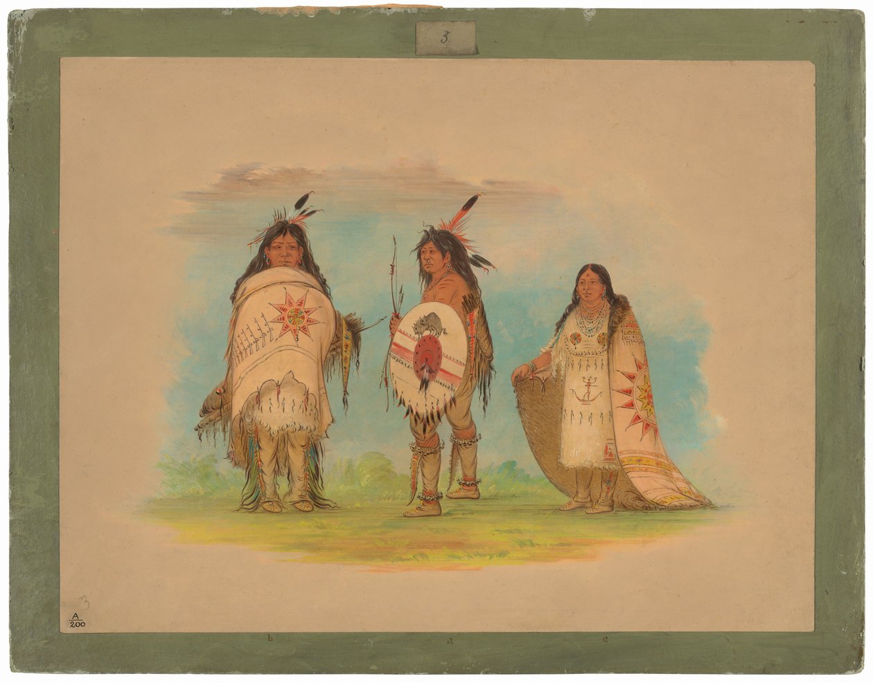 Tre Indiani Riccarree da George Catlin