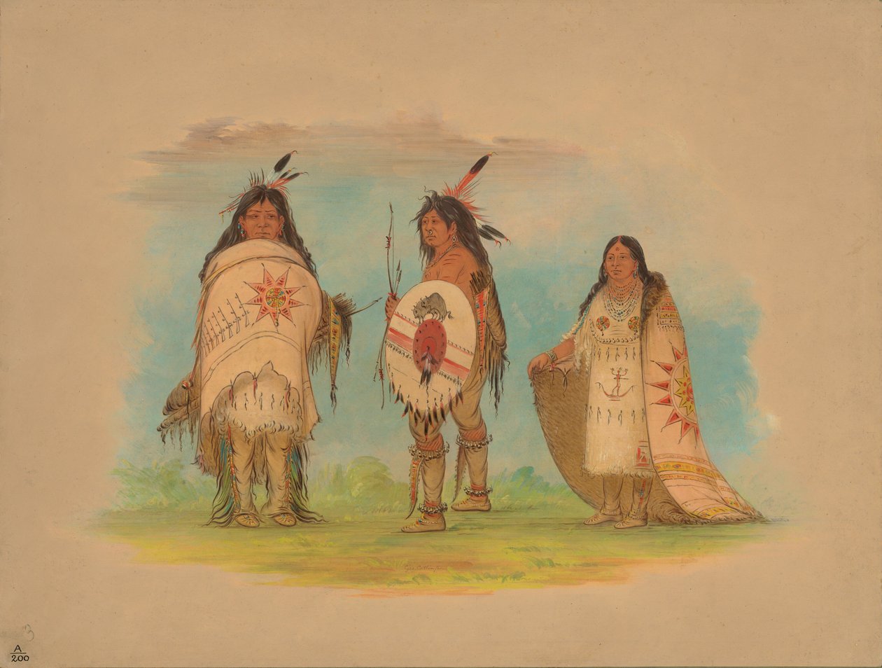 Tre indiani Riccarree, 1861 da George Catlin
